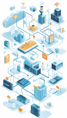 Obraz premium Cloud technology concept with devices connected to digital storage, symbolizing IoT and smart home communication -