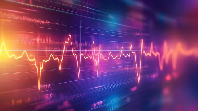 Modern medical-themed background with ECG heart pulse and abstract wave effects. - Powered by Adobe