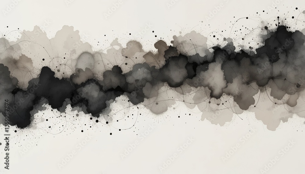 Poster dynamic abstract ink patterns digital art studio artistic design minimalist environment close-up vie