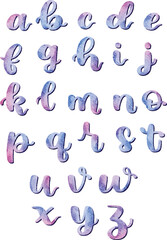 Obraz premium hand drawn doodle watercolor alphabet