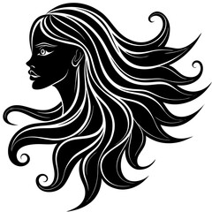 Long Hair Silhouette Vector