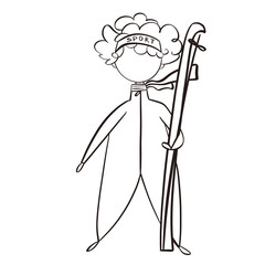 Illustration of a woman with skis in winter