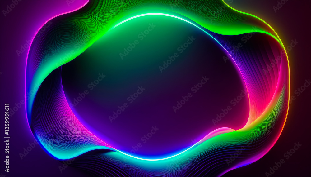 Poster Colorful abstract light patterns create a dynamic visual experience highlighting vibrant neon hues