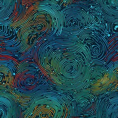 Digital matte painting with a pattern with fingerprints in the pop art style.