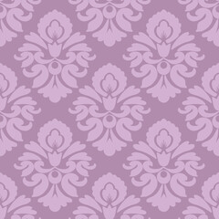Damask seamless floral background pattern, purple ornament, vintage, luxury style, vector illustration elegant for textile. wall paper, bedding, wrapping, curtain, cushion, scarf, rug, fabric
