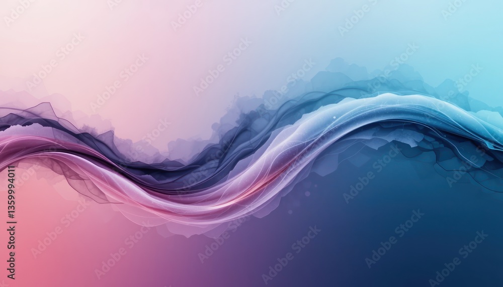 Poster dynamic flow of colorful waves in abstract art digital creation modern aesthetic soft gradient backg