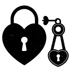 Love Lock & Key Silhouette Vector