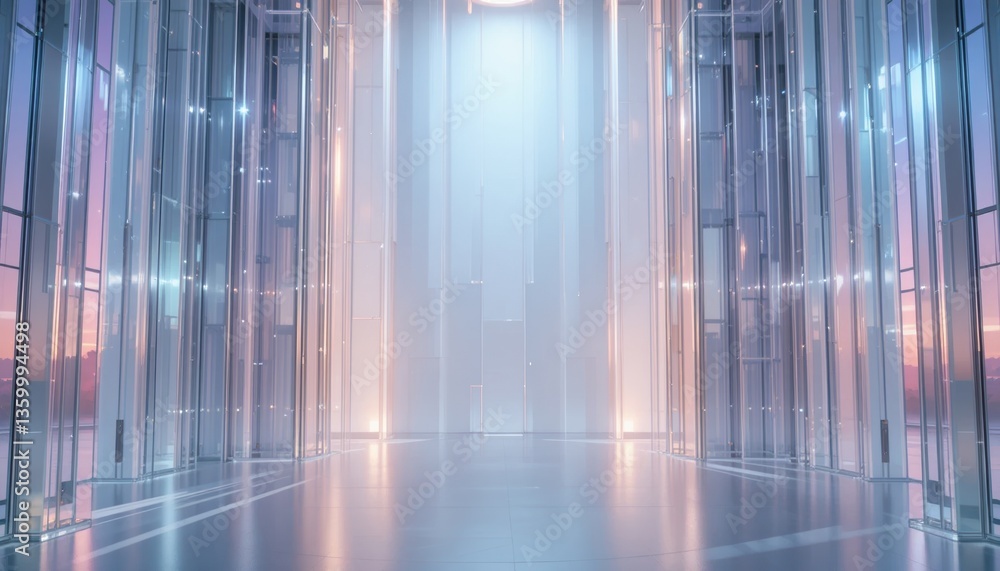 Aufkleber dynamic architectural space transformation virtual studio digital art futuristic environment wide an
