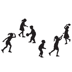 Vector silhouette of children