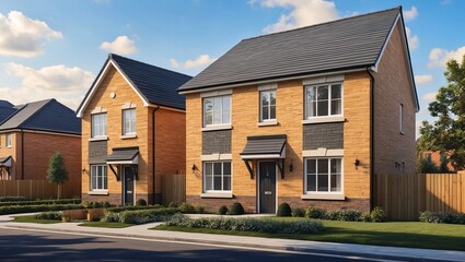 Fototapeta premium Modern new build homes in english development estate