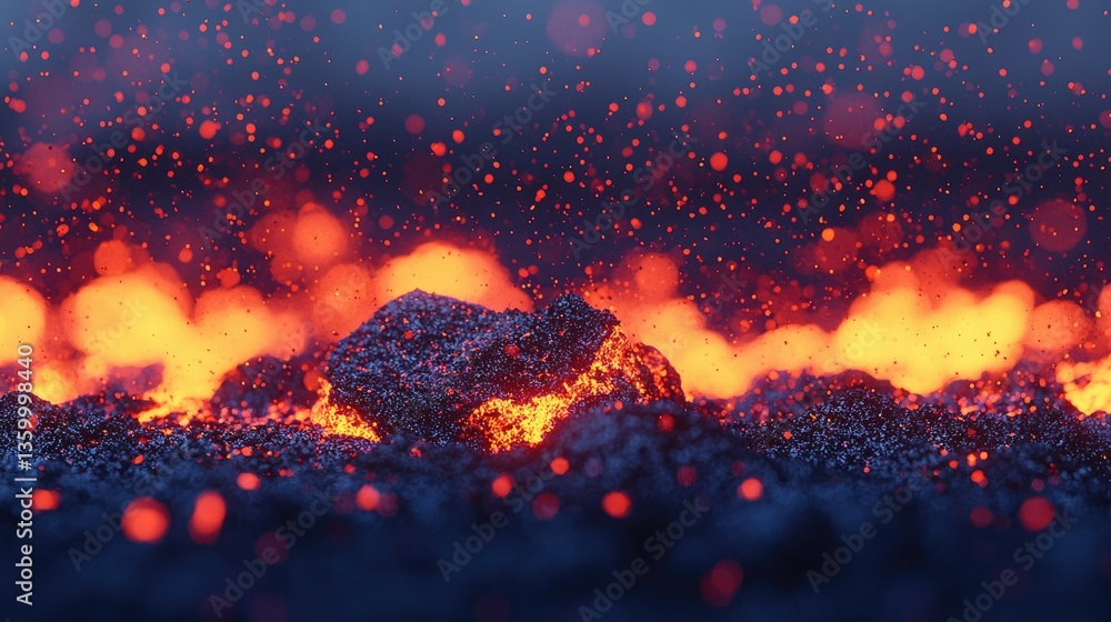 Poster a burst of glowing fire particles spreading in a chaotic yet mesmerizing explosion.