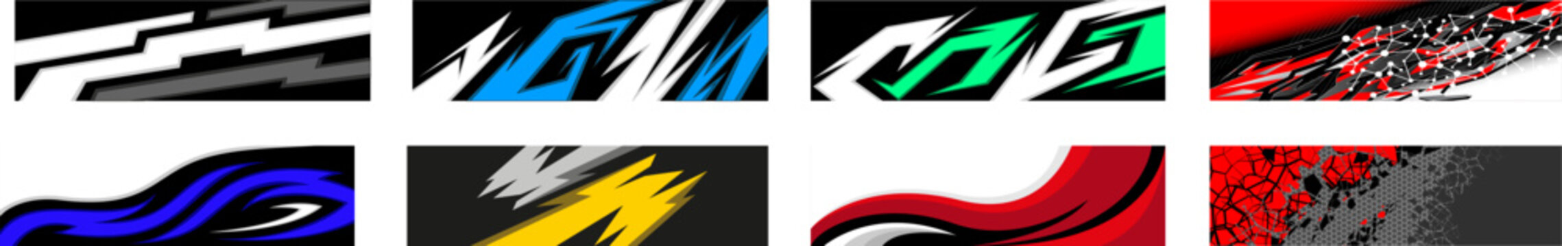 Sticker collection ofm Abstract wrap design for car, Jersey template.