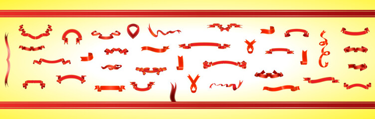 Brown Ribbon with gold edging, Ribbon Title Bar isolated on white background.