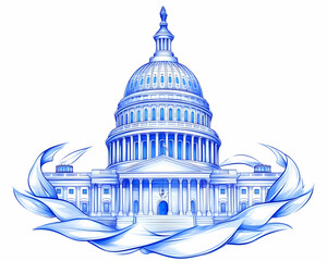 US Capitol building, Washington DC, artistic rendering, political concept