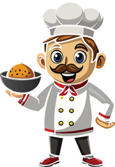 funny cartoon chef chef pizza italian
