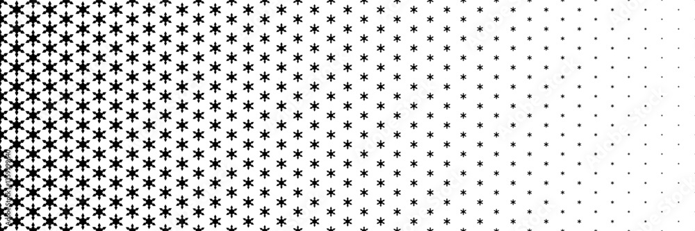 Poster horizontal halftone of modern black bloom flower for pattern and background.