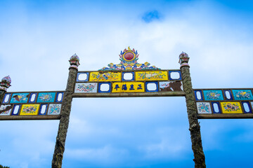 view of the Imperial City with the Purple Forbidden City within the Citadel in Hue, Vietnam. Imperial Royal Palace of Nguyen dynasty. Travel and landscape concept