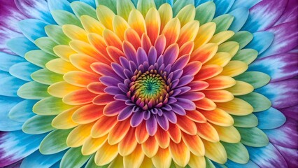 Vibrant Rainbow Flower Design with Colorful Petals and Patterns