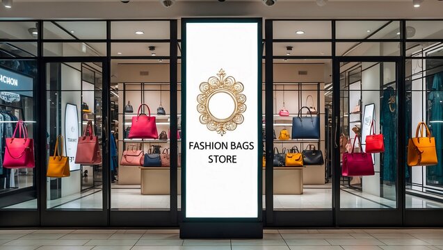 Vertical led display enhancing fashion bags store branding
