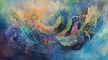 Abstract Watercolor Painting: Oceanic Dreamscape