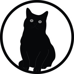 black cat vector illustration Flat design of a cat vector in black 