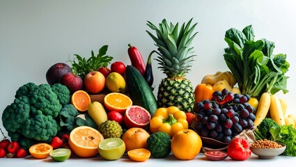 Vibrant display of fresh organic fruits and vegetables