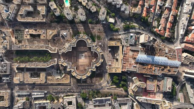 High altitude over Montpellier antigone district aerial shot winter day time 