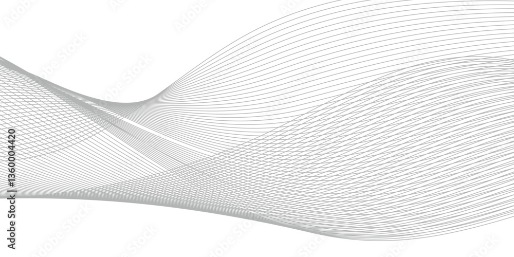 Poster abstract wavy grey stream element for design on transparent background isolated. frequency sound wav