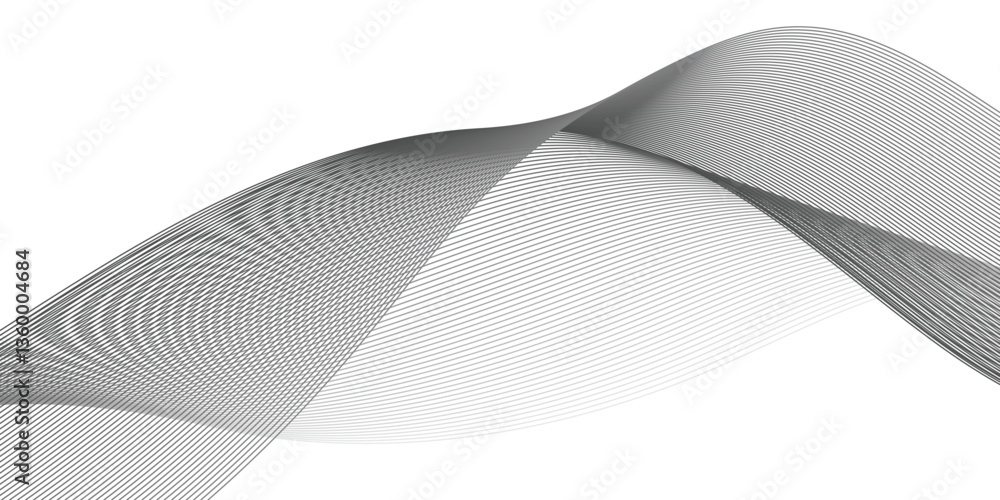 Aufkleber abstract wavy grey stream element for design on transparent background isolated. frequency sound wav