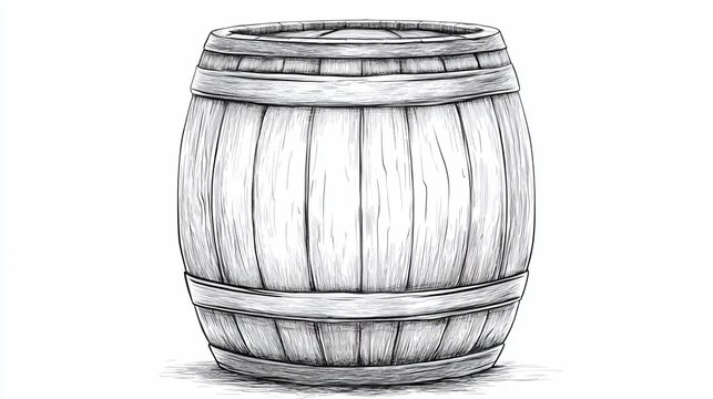 recommend clip art: Hand-drawn wood barrel, vintage container, storage for liquids, rustic theme