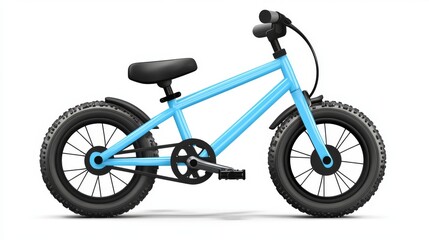 Fototapeta premium illustration of a light blue bike on white background 