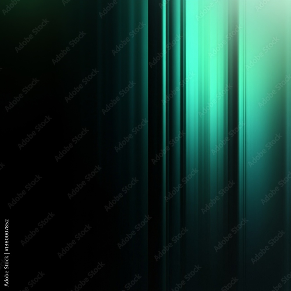 Poster abstract emerald gradient: soft lines and shimmers of light with dark accent on side
