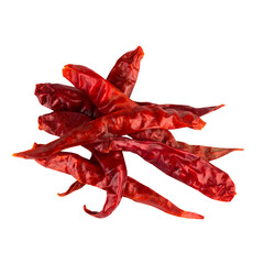Dried chili isolated on white background pile