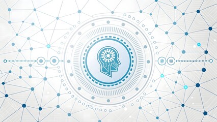 Obraz premium Abstract Technology Background with Brain Icon and Network Design