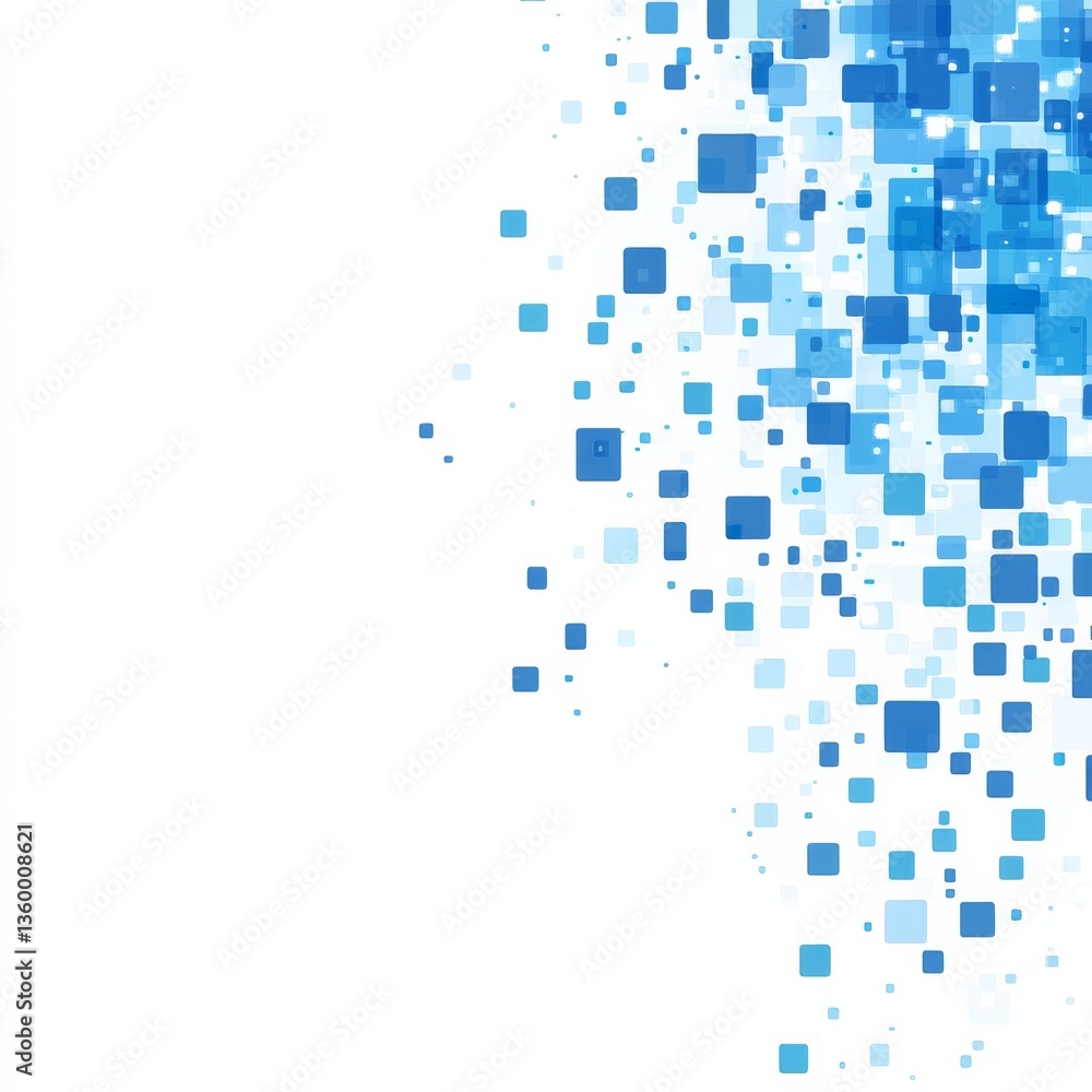Fototapete blue squares cascade: modern abstract background design with clean, geometric shapes and subtle colo