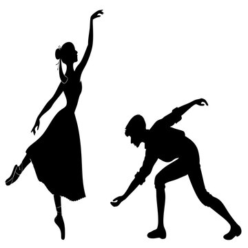 recommend clip art: ballet dancer silhouette. silhouette of a dancing woman and boy. Silhouettes of a couple of teenagers in ballroom dancing training