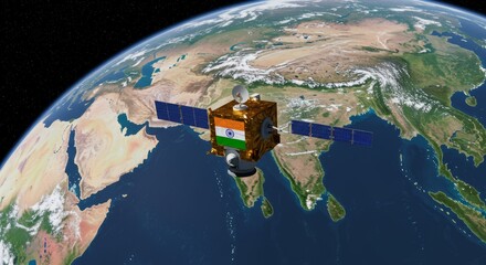 Advanced Indian satellite for communication and earth observation orbiting Earth