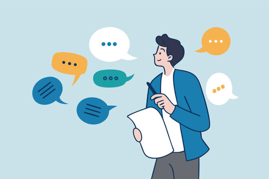 Requirements gathering, client demand or customer opinion, summary or meeting conclusion, stakeholders use case, lecture or meeting note concept, businessman write client requirements from discussion.