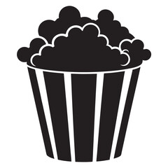 Popcorn box black silhouette vector, popcorn box symbol vector illustration on white background