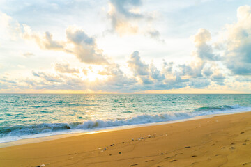Empty sea beach with sea wave sunset skt cloud