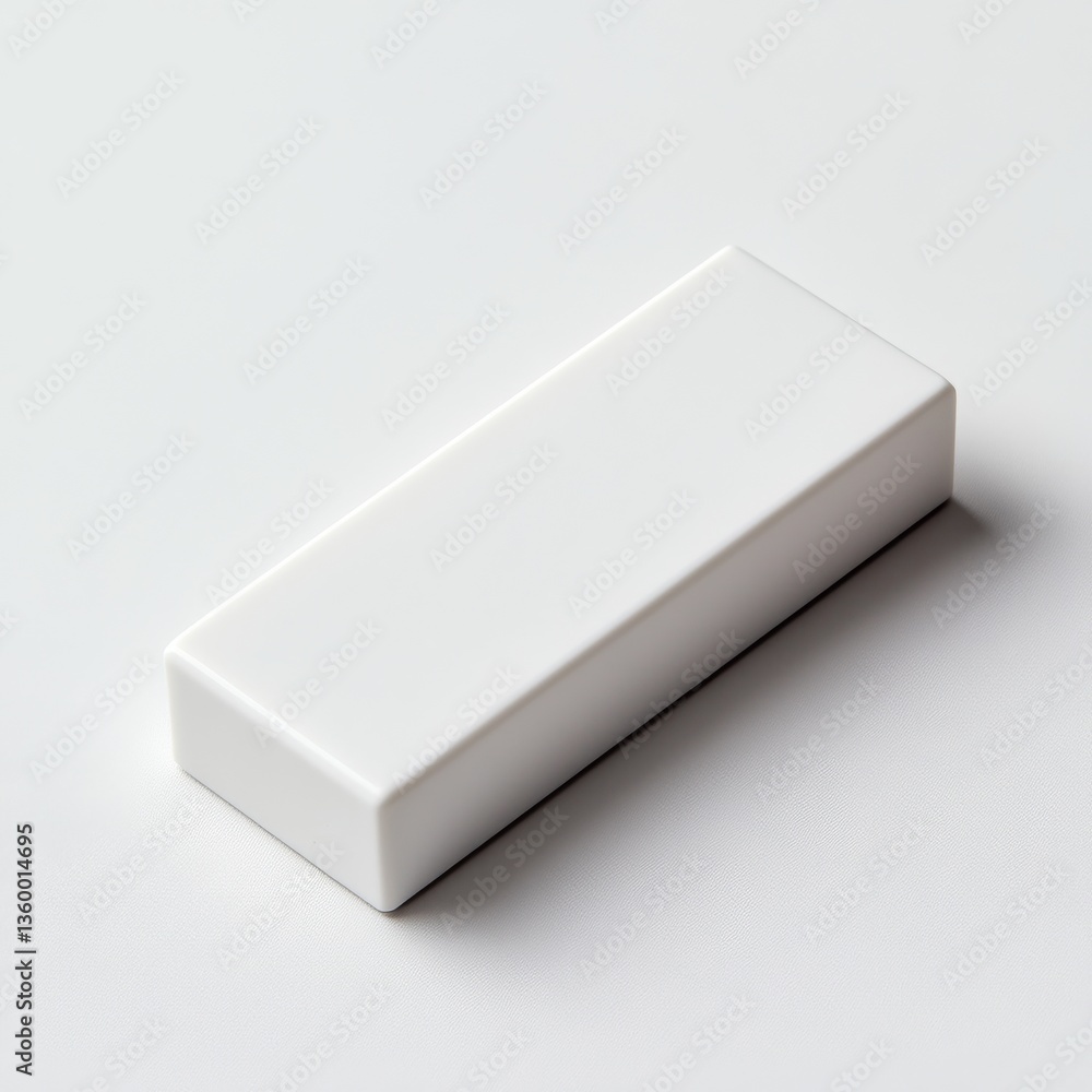 Poster Minimalist White Rectangular Object: A clean and simple still life featuring a single, isolated white block against a textured white backdrop.