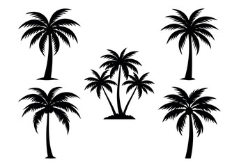 Palm Tree Silhouettes - Tropical Vector Set