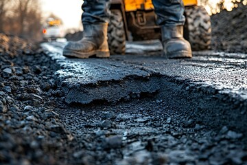 Fototapeta premium construction worker with shovel