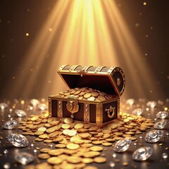 treasure box filled with golden coins