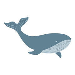Blue whale vector illustration, cartoon animal illustration for cards, invitations, designs.