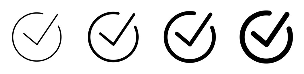 Simple black check marks in circular outlines