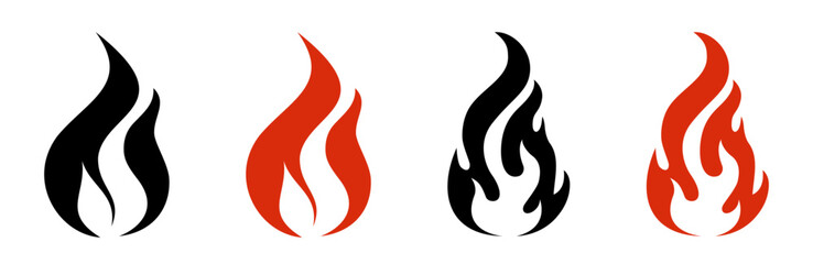 Abstract flame illustrations: black and red stylized fire graphics