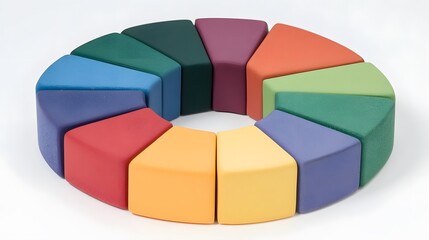 Obraz premium Colorful Circular Blocks Rainbow Color Palette