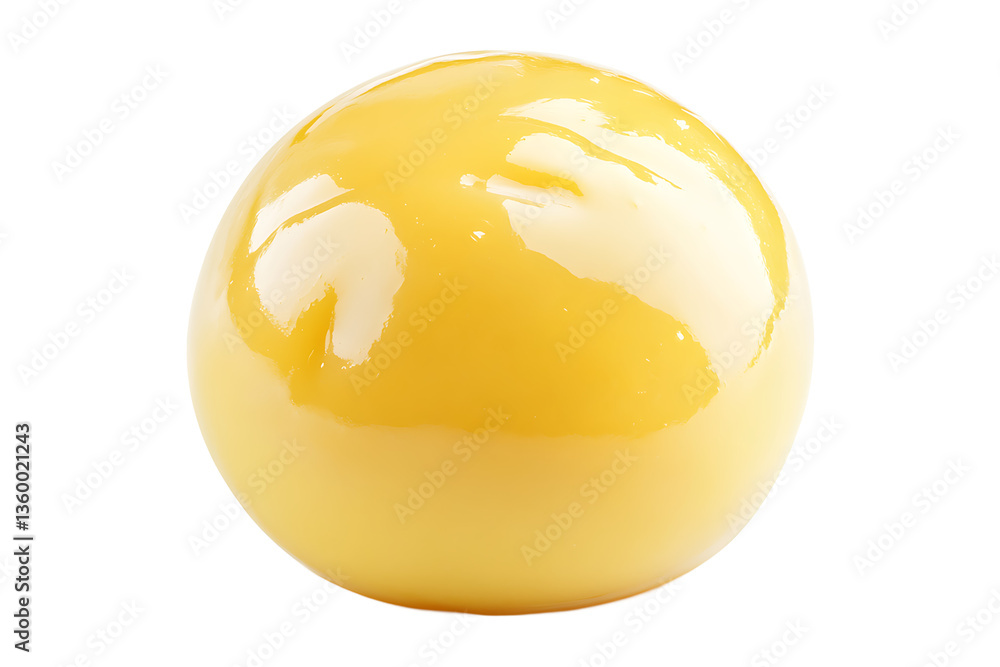 Poster a single yellow sphere with a glossy surface against a black background in a studio shot setup