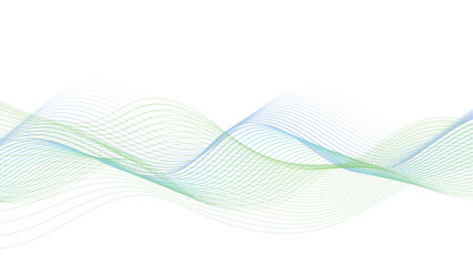 Abstract Flowing Waveform with Green and Blue Gradient Lines